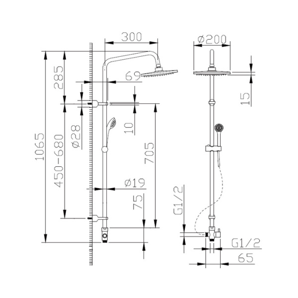 душевая стойка bravat fit d283cp-2-rus