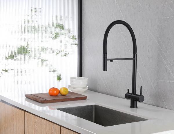 смеситель для кухни с подключением к фильтру abber wasser kreis af81141b, черный матовый