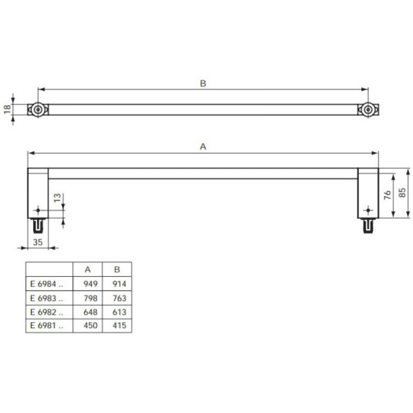 Полотенцедержатель фронтальный 85 см Ideal Standard Connect E6983AA