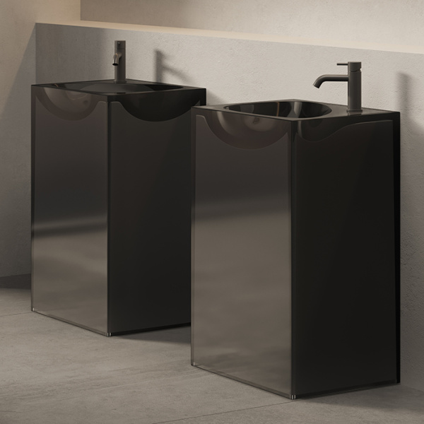 раковина dea design pedestal basin dd2024 495 r4 напольная, без отв., glasstech, прозрачная смола, 49х45хh88см, , smoky black