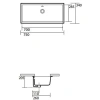 раковина kerasan slim 022501 встраиваемая, 75x34 см, белая