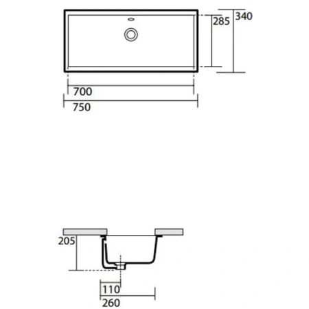 раковина kerasan slim 022501 встраиваемая, 75x34 см, белая