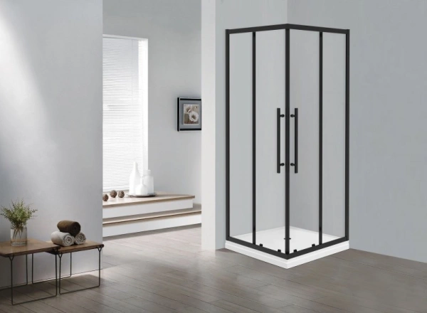 душевой уголок esbano flex 100x100 esogf100kvb профиль черный стекло прозрачное