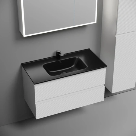 тумба под раковину sancos folk fl90w 89 см, подвесная, белый матовый