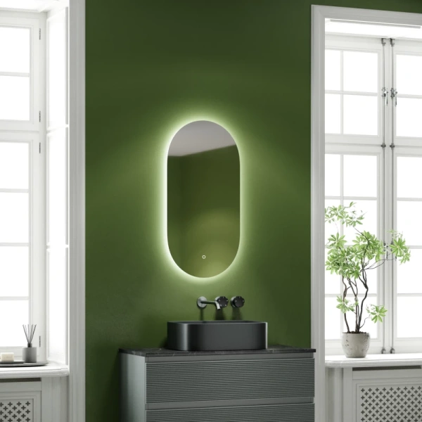 зеркало sancos oval 45 ov45c с подсветкой с сенсорным выключателем и диммером