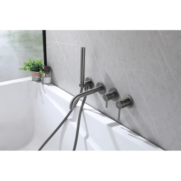 смеситель для ванны abber wasser kreis af8130ng встраиваемый, с душевым гарнитуром, никель