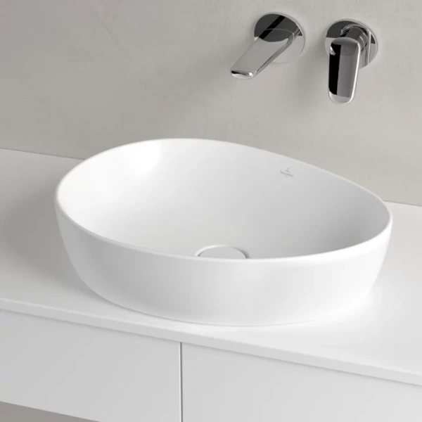 раковина villeroy & boch antao 4a7351r1 накладная, 51x40 см, альпийский белый с покрытием ceramicplus
