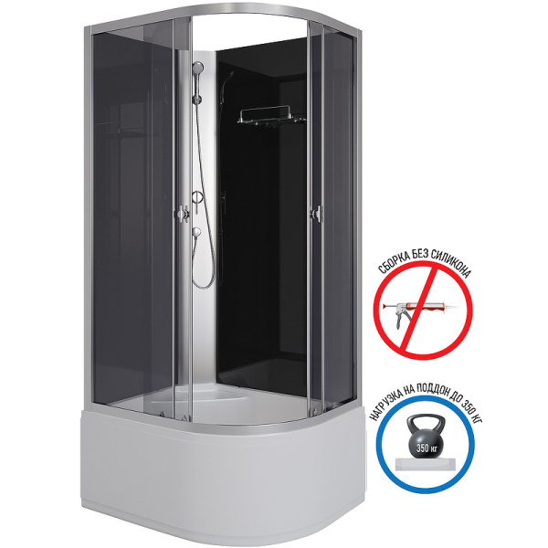 душевая кабина niagara eco 90x80 l e90/80/40l/tn/bk без гидромассажа