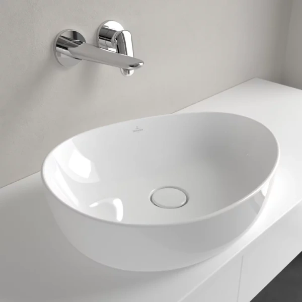 раковина villeroy & boch antao 4a7351r1 накладная, 51x40 см, альпийский белый с покрытием ceramicplus