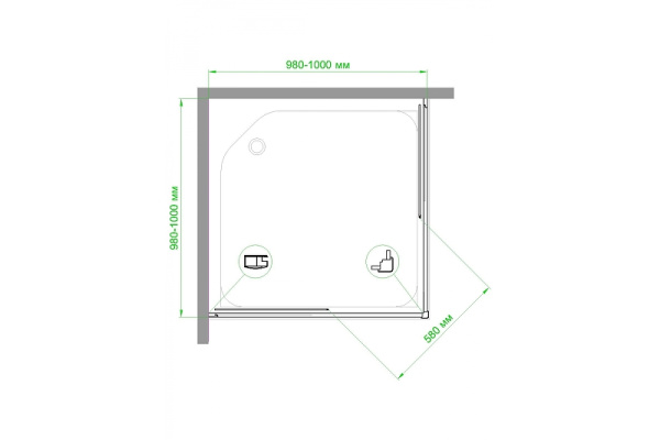 душевой уголок royal bath hpd 100×100 rb100hpd-c-bl профиль черный, стекло матовое