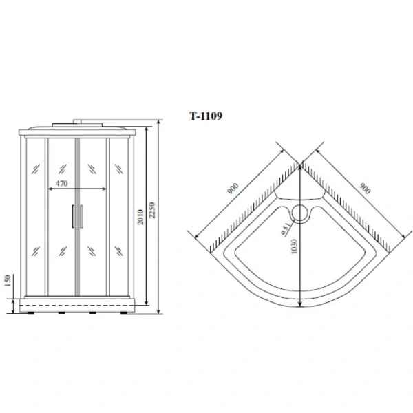 душевая кабина timo standart t-1109 p