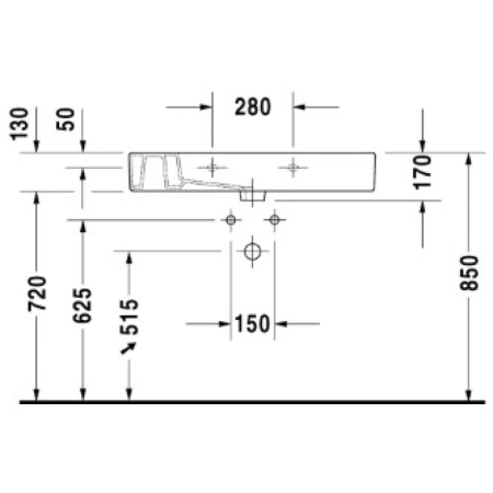 раковина полувстраиваемая duravit vero 85 см 0329850000