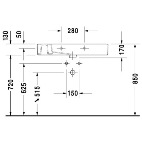раковина накладная/подвесная 85 см duravit vero 032985 00 00