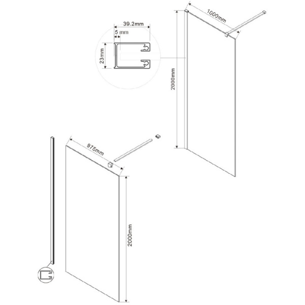 неподвижная перегородка 100х200 см vincea walk-in vsw-1h100clg прозрачное