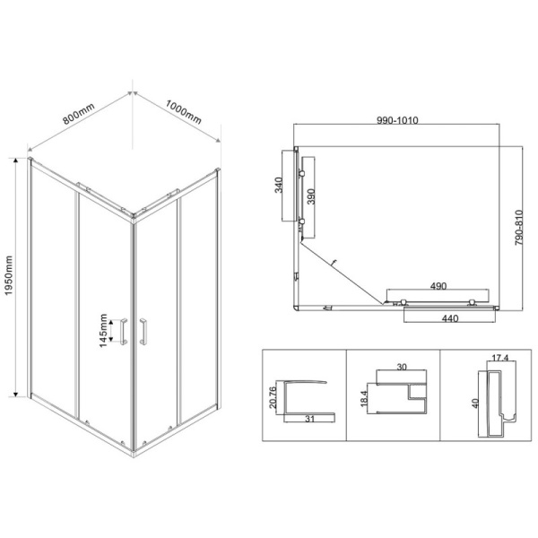 душевой уголок 100×80 см vincea city vss-5ct8010mt текстурное