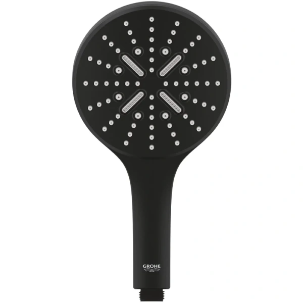 душевая лейка grohe rainshower smartactive 22127kf0 130 мм, 3 режима, черный матовый