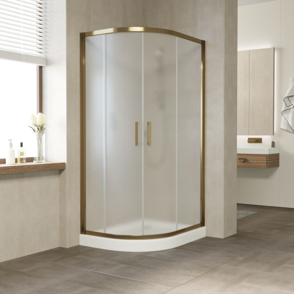 душевой уголок vegas glass zs-f 90*80 05 10 профиль бронза, стекло сатин