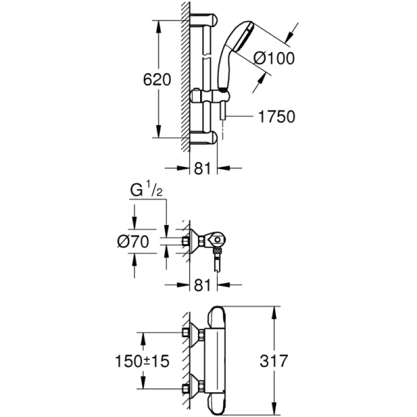 термостат для душа grohe grohtherm 1000 34151004