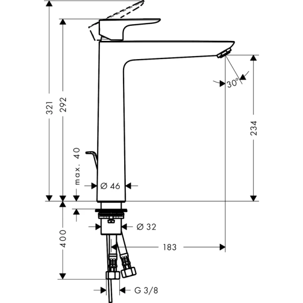 смеситель для раковины с донным клапаном hansgrohe talis e 71716340