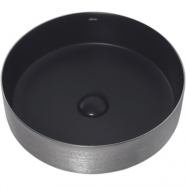 раковина 40x40 см abber bequem ac2109bs, цвет черный матовый/ серебро