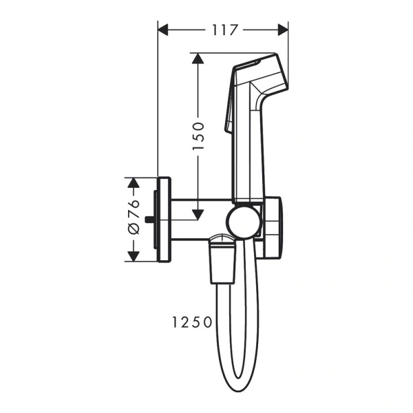 комплект гигиенический душ со смесителем и скрытая часть hansgrohe bidette 29232670s черный