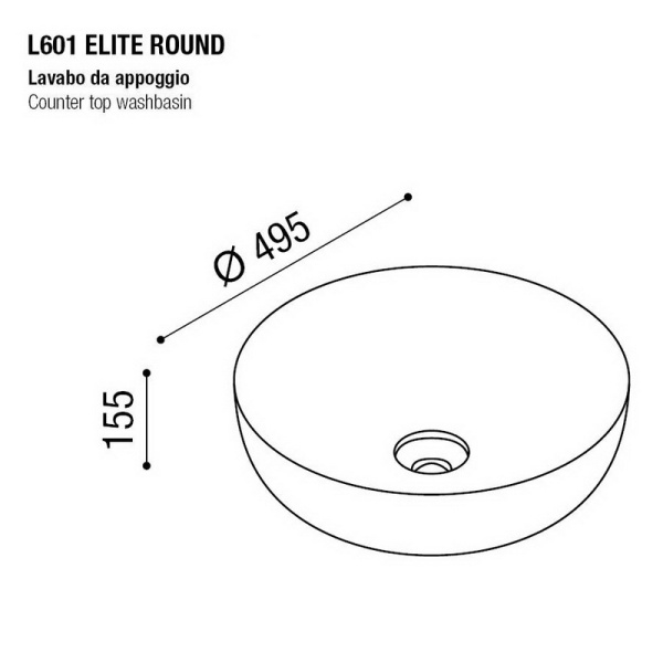 раковина накладная 49,5 см aet elite round l601t0r0v0141, цвет пастельно-синий матовый