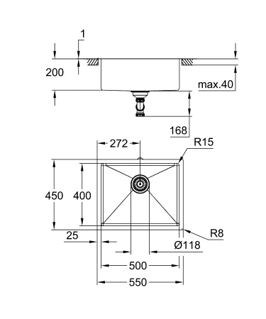 кухонная мойка grohe k700 нержавеющая сталь 31574sd1