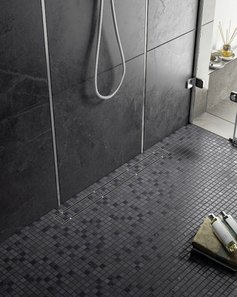 душевой лоток timo drain system 100 ds230210/01 с решеткой сатин / под плитку