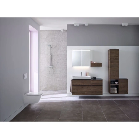 унитаз подвесной geberit smyle square 500.683.01.1 безободковый, с сидением микролифт, цвет белый