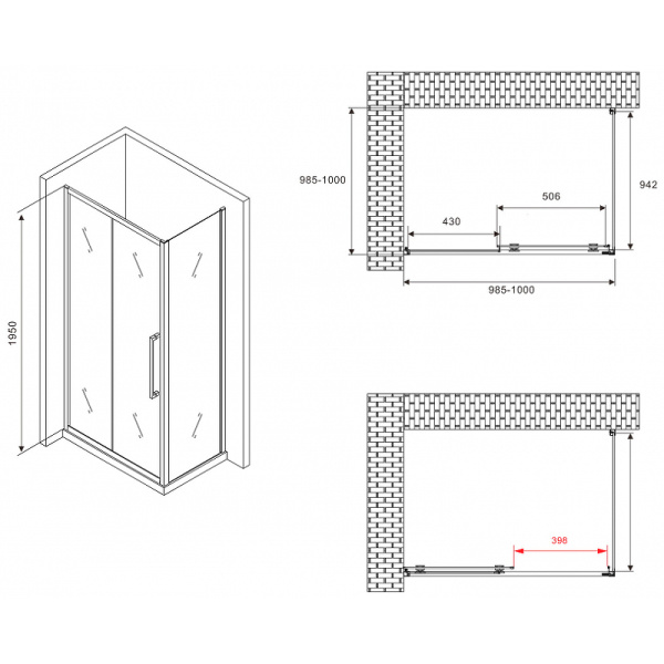 душевой уголок abber schwarzer diamant 100×100 ag30100bmхh-s100bm профиль черный, стекло матовое