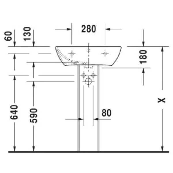 раковина подвесная 55 см duravit me by starck 2335550000