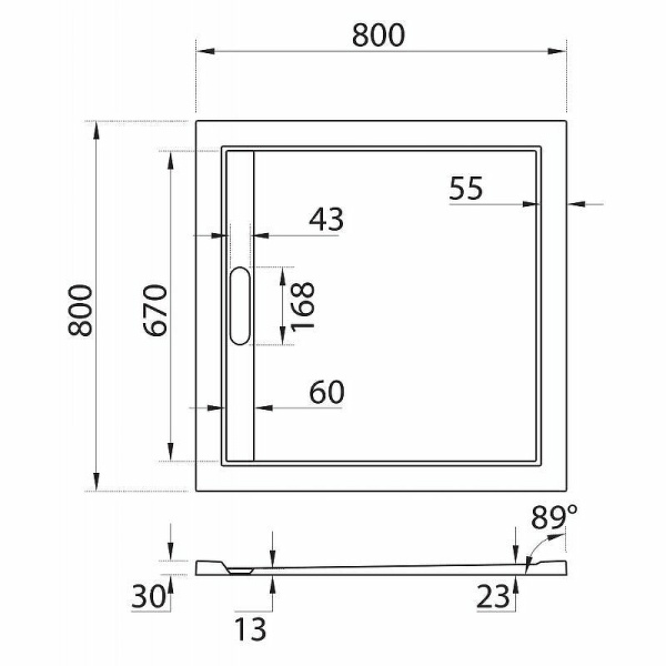 душевой поддон из искусственного камня cezares tray as 80x80 tray-as-a-80-30-w белый