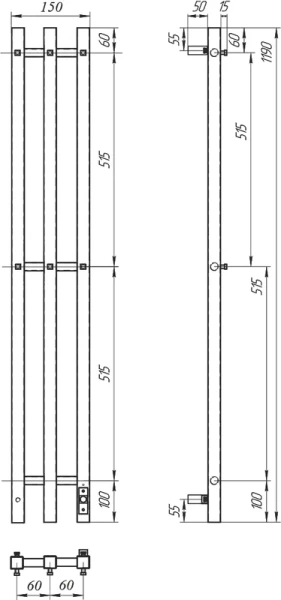 полотенцесушитель point гермес п3 pn13822b электрический, 12x120 см, черный