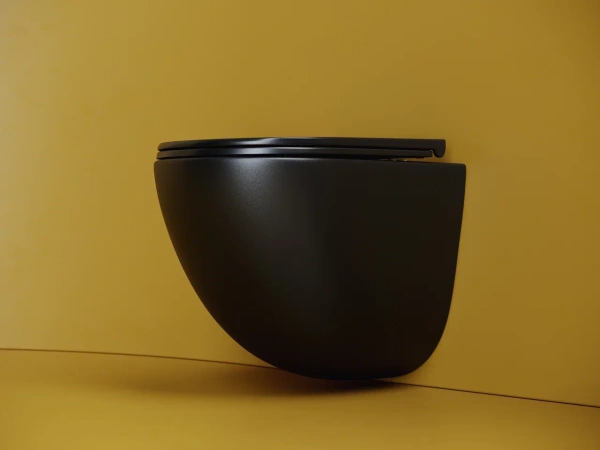 унитаз ceramicanova vogue cn4008tmb подвесной, безободковый, с сиденьем микролифт, черный матовый