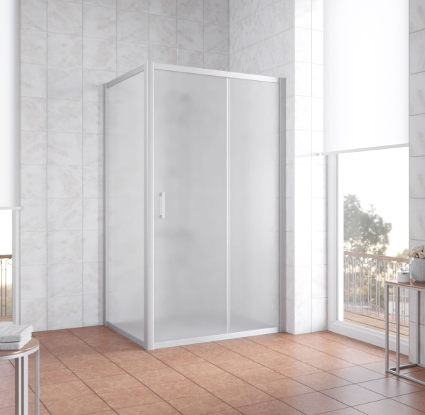 душевой уголок vegas glass zp+zpv 110*90 07 10 профиль матовый хром, стекло сатин