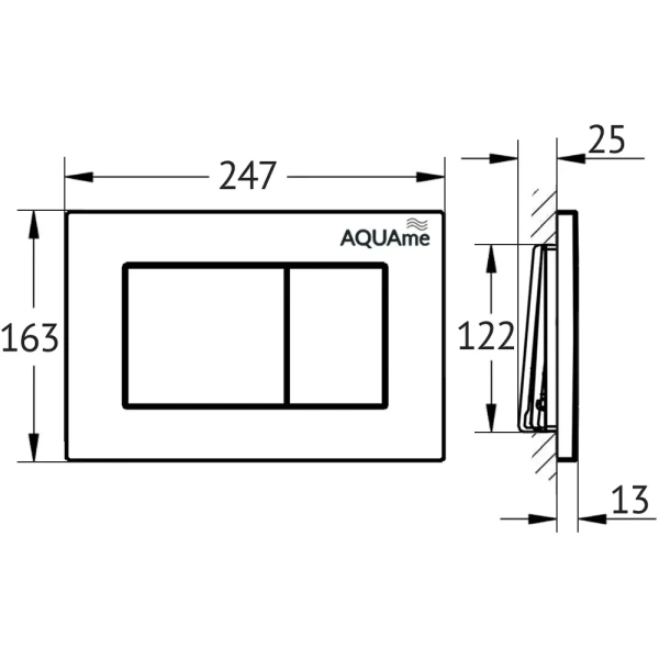 кнопка смыва aquame aqm4102b для инсталляции, черный матовый