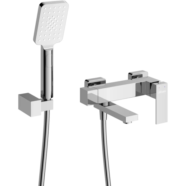 смеситель для ванны cezares slider slider-vd-01 с душевым гарнитуром, хром