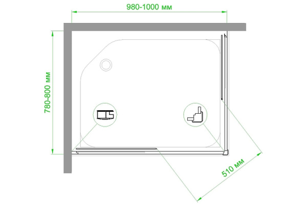 душевой уголок royal bath hpd 100×80 rb8100hpd-c-bl профиль черный, стекло матовое