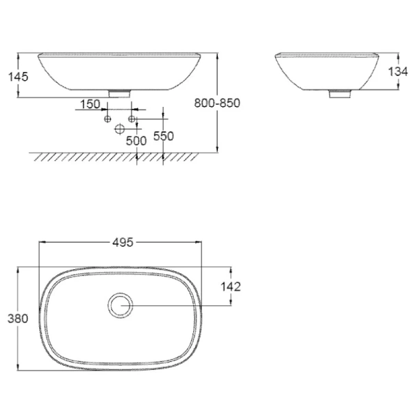 раковина накладная 49,5x38 см grohe eurostyle 39216000