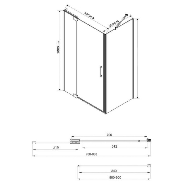 душевой уголок vincea extra 90×90 vsr-1e809090clgm профиль вороненая сталь, стекло прозрачное