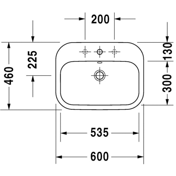 раковина полувстраиваемая duravit happy d.2 0483600030