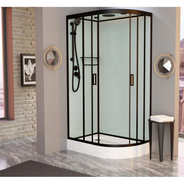 душевая кабина 100x80x220 см frank f418l м black 20050 текстурное стекло