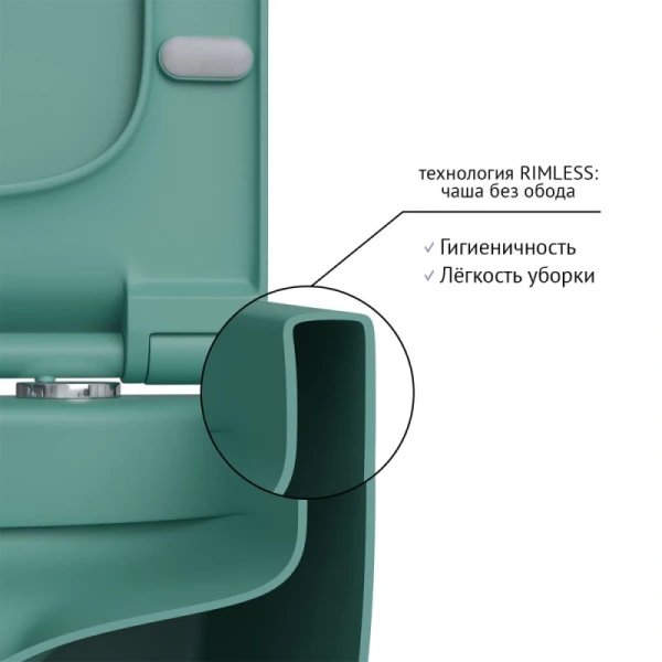 унитаз подвесной berges ego xl 082141 безободковый, с сиденьем микролифт, темно-зеленый матовый