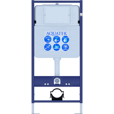 инсталляция aquatek standart с безободковым унитазом aquatek лея, крышка микролифт, без клавиши и крепежа, set aquatek лея