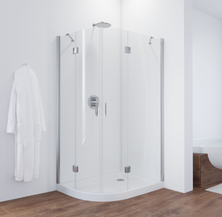 душевой уголок vegas glass afs-f 120*80 08 01 профиль глянцевый хром, стекло прозрачное