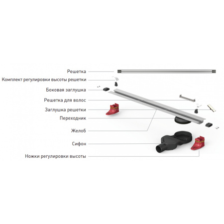 душевой лоток berges super slim 1000 091155 с решеткой хром глянец
