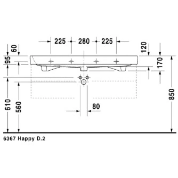 раковина полувстраиваемая duravit happy d.2 2318120000