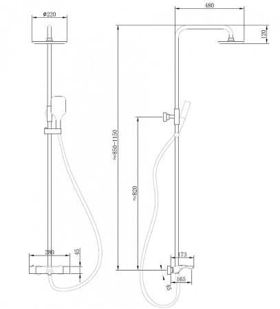 душевая стойка abber thermostat с термостатом и изливом, черная матовая af8516b