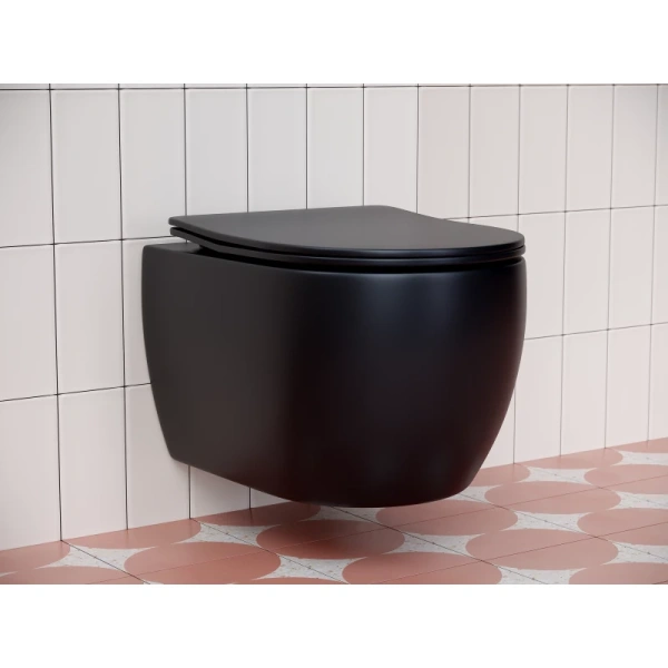 унитаз ceramicanova play cn3001mb подвесной, с сиденьем микролифт, черный матовый