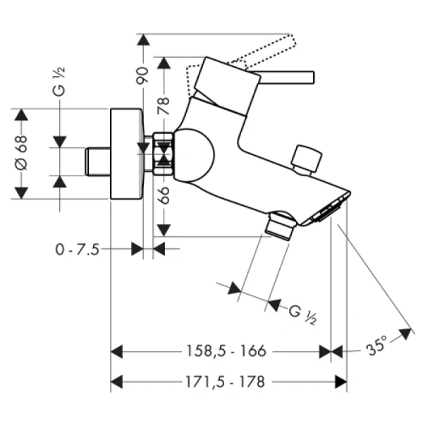 смеситель для ванны hansgrohe talis s2 32440000